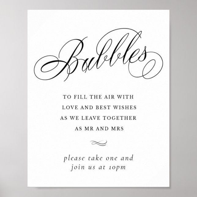 Elegant Bubbles Black Calligraphy | Gefälligkeitst Poster (Vorne)