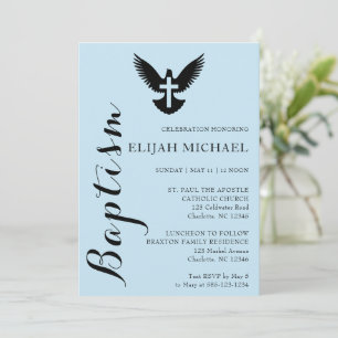 Élégant budget Baptême Sky Blue Invitation