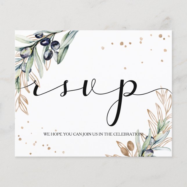 Elegant/Budget/Olivenöl-RSVP-Karte. Flyer (Vorne)
