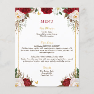 Elégant budget Rouge Floral Quinceañera Menu