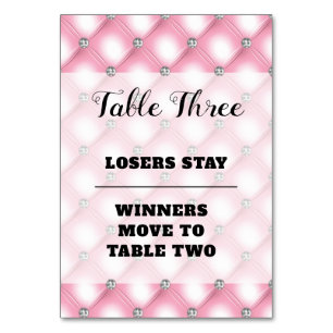 Elégant Bunco Rose Numéro Trois Carte Table