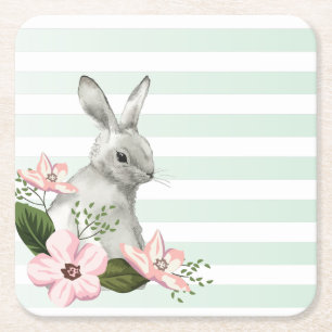 Elegant Bunny gestreift Rechteckiger Pappuntersetzer