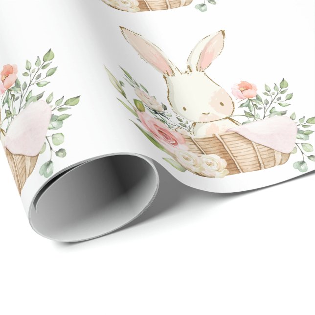 Elegant Bunny Rabbit Baby Shower Geschenkpapier (Rolleneckpunkt)