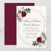 Elegant Burgund Blumengrün Gold Wedding