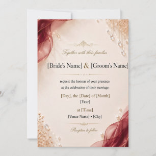 Elegant Burgund Gold Perle Kristall Luxus Romanti Einladung