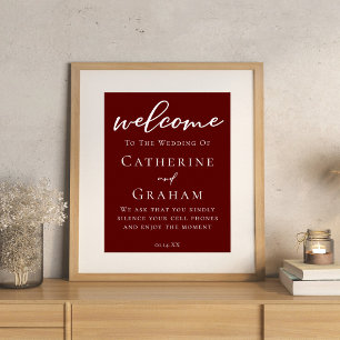 Elegant Burgund Minimalistisch Willkommen bei unse Poster
