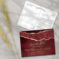 Elegant Burgundy Agate Wedding Save the Date Real