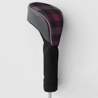 Elegant Burgundy and Black Buffalo Plaid Golf Head Headcover