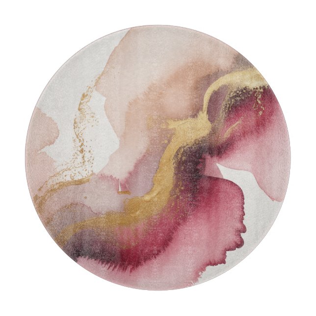 Elegant Burgundy and Gold Watercolor Art Schneidebrett (Vorderseite)