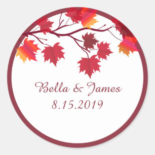 Élégant Burgundy Automne Feuilles Stickers Mariage