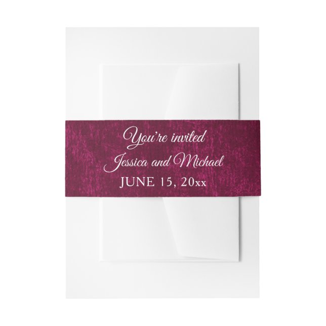 Elegant Burgundy Berry Velvet Winter Wedding Einladungsbanderole (Vorderseite Beispiel)