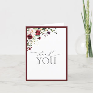 Elegant Burgundy Blush Calligraphy Vielen Dank Dankeskarte