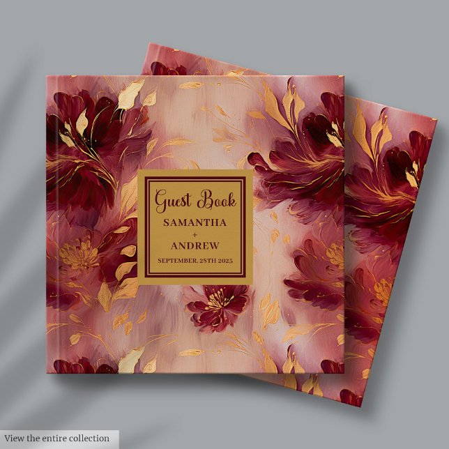 Elegant Burgundy Blush Gold Boho Wedding Gästebuch (Elegant Burgundy Blush Gold Boho Wedding Guest Book)