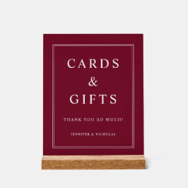 Elegant Burgundy Cards And Gifts Wedding Acrylschild