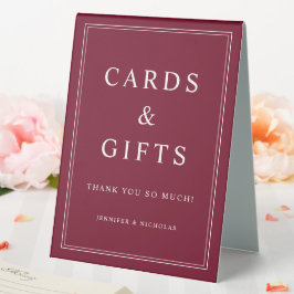 Elegant Burgundy Cards And Gifts Wedding Tischaufsteller