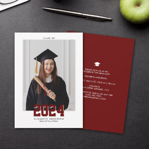 Elegant Burgundy Class of 2024 Abschluss Foto Ankündigung