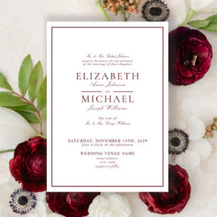 Elegant Burgundy Classic Script Wedding Einladung