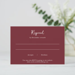 Elegant Burgundy Clean Wedding RSVP Karte