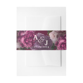 Elegant Burgundy Dark Moody Floral Wedding Einladungsbanderole
