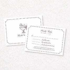 Elegant Burgundy Double Frame Wedding RSVP Card Karte
