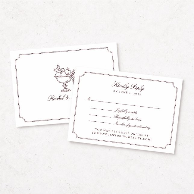 Elegant Burgundy Double Frame Wedding RSVP Card Karte (Von Creator hochgeladen)