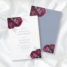 Elegant Burgundy Dusty Blue Floral Wedding