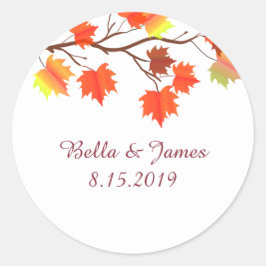 Elegant Burgundy Fall Leaf Wedding Stickers