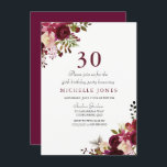 Elegant Burgundy Floral 30. Geburtstag Einladung<br><div class="desc">Elegante Burgundy Floral 30. Geburtstag Einladung Matching Sammlung in Niche und Nest Geschäft.</div>