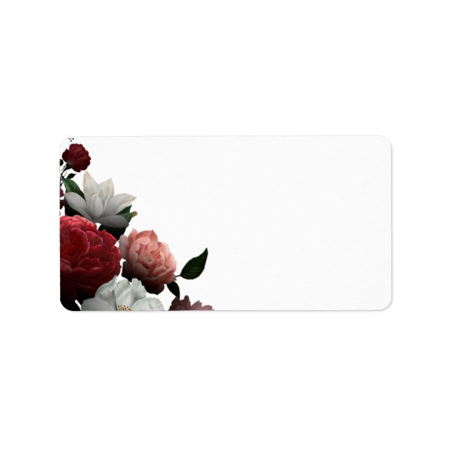 Elegant Burgundy Floral - Adressetikett - Hochzeit (Vorne)