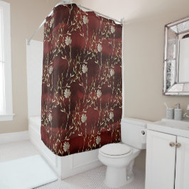 Elegant Burgundy Floral Duschvorhang