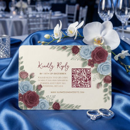 Elegant Burgundy Floral Modern QR Code Wedding RSVP Karte
