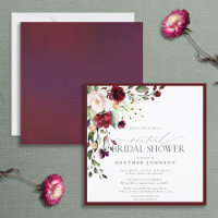 Elegant Burgundy Floral Watercolor Virtual Shower