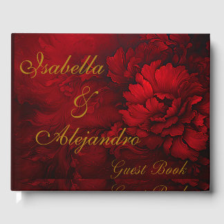 Elegant Burgundy Floral Wedding Gästebuch