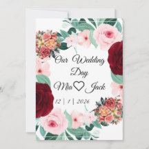 Elegant Burgundy Floral Wedding Welcome Sign
