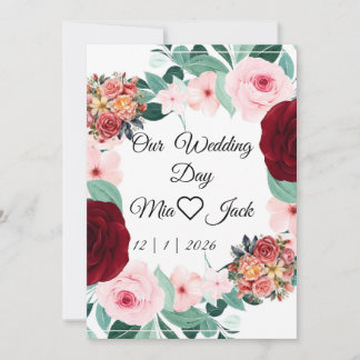Elegant Burgundy Floral Wedding Welcome Sign Invit Einladung
