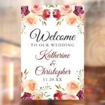 Elegant Burgundy Floral Willkommen bei unserer Hoc
