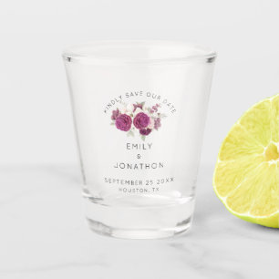 Elegant Burgundy Florals Keepake Save the Date Schnapsglas