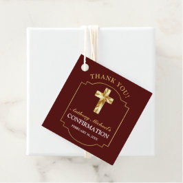 Elegant Burgundy Gold Cross Boys Bestätigung Geschenkanhänger