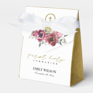 ELEGANT BURGUNDY GOLD FLORAL ERSTE HOLZGEMEINSCHAF GESCHENKSCHACHTEL