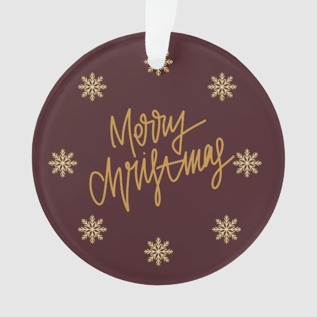Elegant Burgundy & Gold Merry Christmas Ornament (Vorderseite)