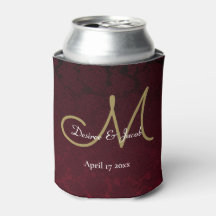 Elegant Burgundy Gold White Wedding Monogram
