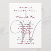 Elegant Burgundy Gray Monogram Formal Wedding