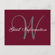 Elegant Burgundy Gray Script Hochzeitsinformatione