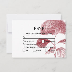 Elegant Burgundy Hydrangea Wedding RSVP Cards Karte