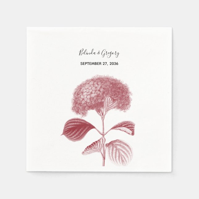 Elegant Burgundy Hydrangea Wedding Serviette (Vorderseite)