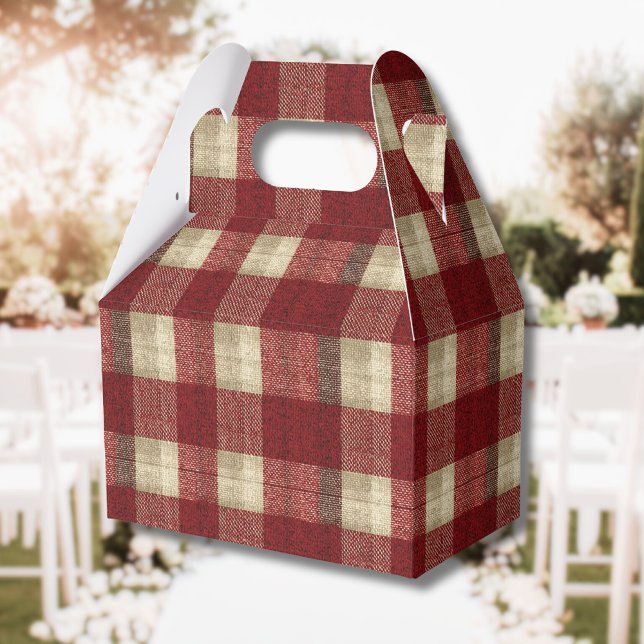 Elegant Burgundy Ivory Rust Red Plaid Pattern Geschenkschachtel (Von Creator hochgeladen)