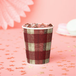 Elegant Burgundy Ivory Rust Red Plaid Pattern Pappbecher