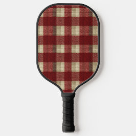 Elegant Burgundy Ivory Rust Red Plaid Pattern Pickleball Schläger