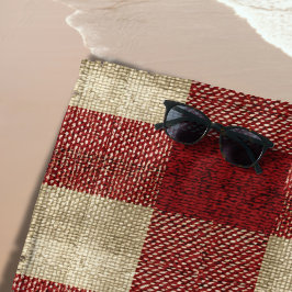 Elegant Burgundy Ivory Rust Red Plaid Pattern Strandtuch