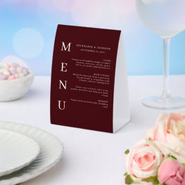 Elegant Burgundy & Ivory Wedding Bar Menu Tischaufsteller
